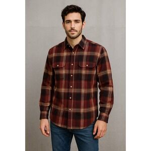 Vintage Sir William Shirt Mens L Purple Flannel Plaid Lumberjack Western Rustic